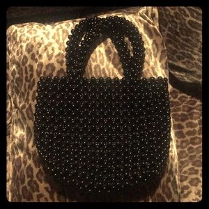 New! Zara Beaded Black Handheld Handbag